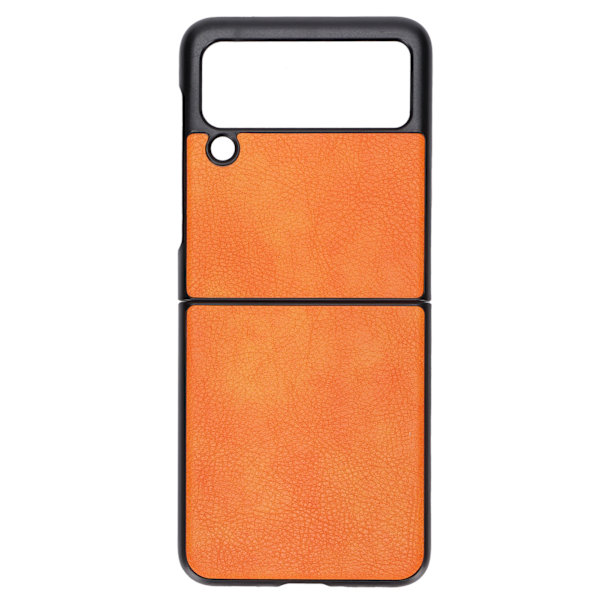 Lichee mønster skinntelefondeksel Full Protection Shockproof for Samsung Galaxy Z Flip 3Orange