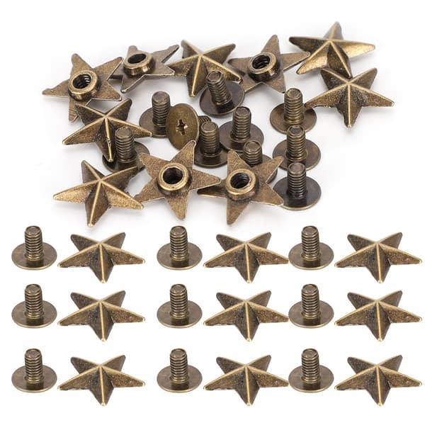 Stjerneformede nitter DIY tøj sko dekoration tilbehør med skruer 14mm Bronze
