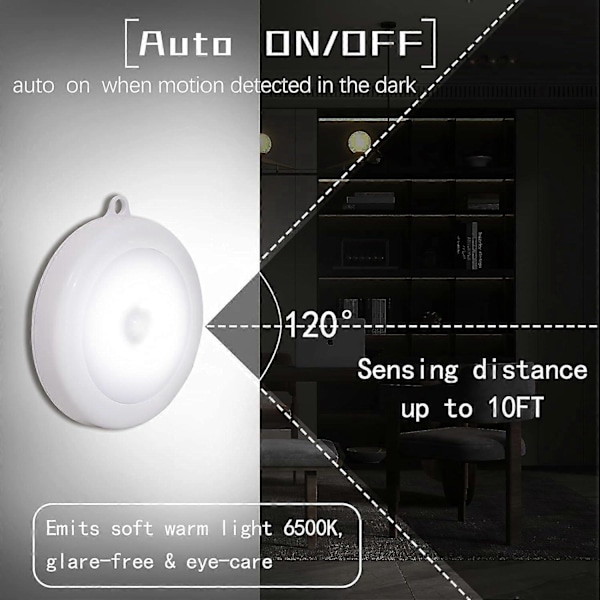 Rörelsesensor Nattlampa Inomhus LED Under Skåpbelysning Självhäftande Batteridriven för Garderob, Var