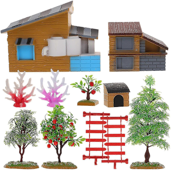 1 Set Miniatyr Bondgård Mini Bondgårds Ornament Mini Hus Trädgårdsdekor för Leksaker till Barn