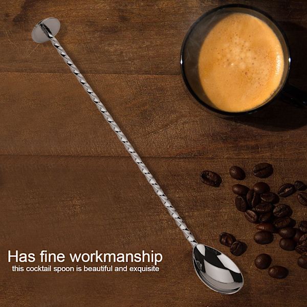 1 stk. rustfrit cocktail ske med langt håndtag til blanding af drikkevarer og kaffe (#9)