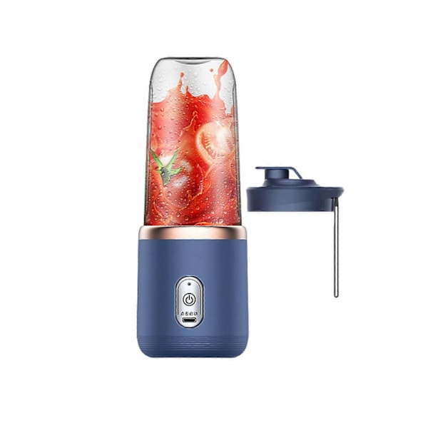 Portabel Blender 350ml, Flaska för Smoothies och Shakes, Portabel Smoothie Blender, Läcksäkert Lock, USB Uppladdningsbar Med 6 Blad - GSLA Blå