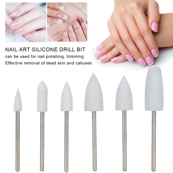 6 stk Nail Drill Nail Art Drill Manikyr Slipehode Nail Polering Bits Tilbehør06