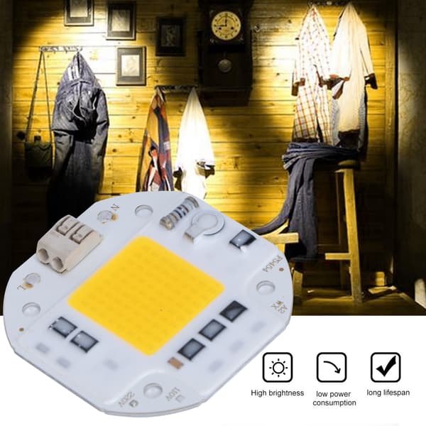 AC220V 50W Integrert Chip Lys Kilde Høy Lysstyrke COB Perle Spotlight Pære Varm Hvit