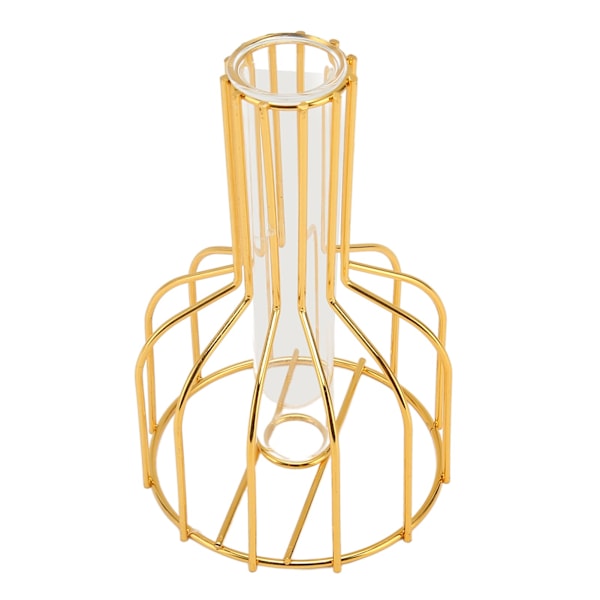 Metallblomvas ihålig modern elegant gyllene separat design klar glasblomvas prydnad för hemmet