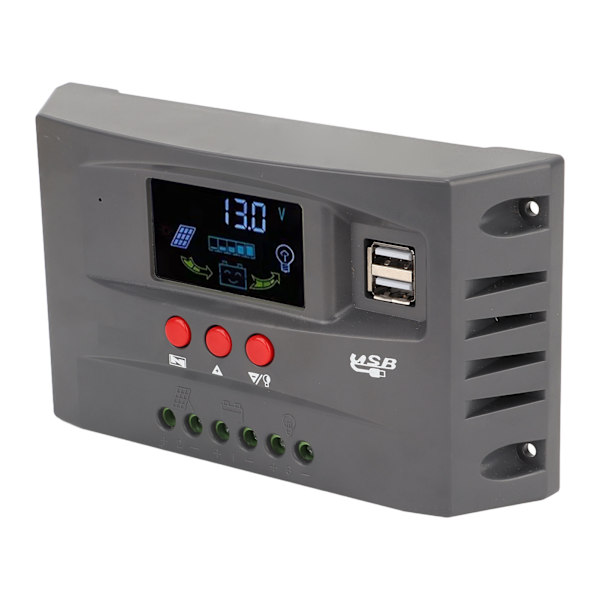 Solar Charge Controller MPPT Tracking Opladning 12V 24V Automatisk Tilpasning LCD Solpanel Regulator med 2 DC USB 20A