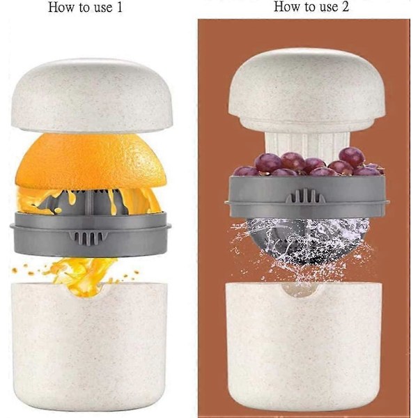 Bærbar Håndjuicer, Mini Manuel Frugtjuicer, Manuel Citronpresser med Opbevaringskop, 14,5*10cm, til Citron, Appelsin, Grape, Jordbær, Vandmelon