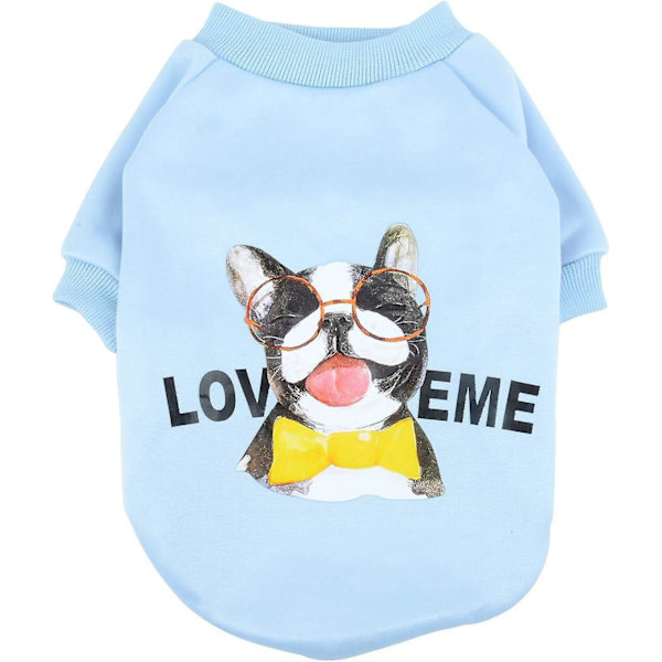 Blå bomuldspolstret vinterfrakke sweatshirt til små hunde og katte - hvalpejakke kostume til Yorkshire, Chihuahua - størrelse medium
