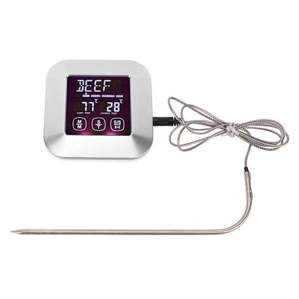 Kitchen Cooking Digital Touch Screen Food Meat Thermometer Timer Tool with Probe