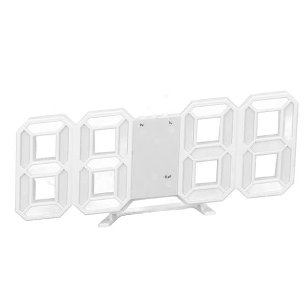 3D LED Väggklocka Minimalistisk Vit Ram Digital Väggalarmklocka Timer med Temperatur för Hem Vardagsrum Rosa Ord