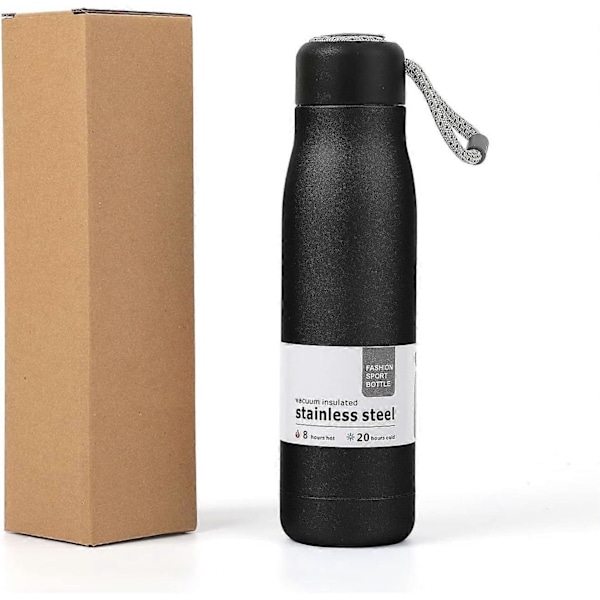 Vattenflaska, Liten Vattenflaska, Rostfri Isolerad Flaska med Remlock, Trippel-Lager Vakuum Återanvändbar -GSL FF ZD 17oz