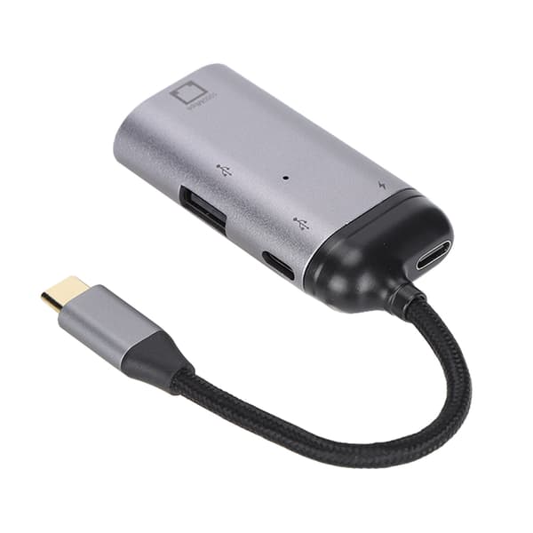Monitoiminen 3in1 Type C -sovitin Type C uros RJ45/PD/USB A naaras -sovittimeen