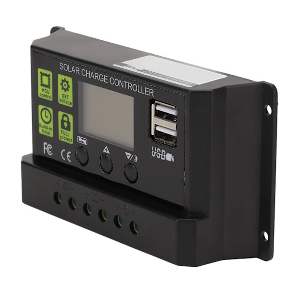 Solar ladekontroller PWM digitalt display selvtest solcellepanel intelligent regulator 30A