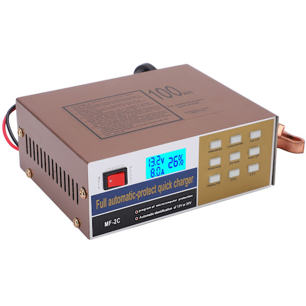 Batterioplader 220W Intelligent 12V 24V Bil Motorcykel Strømforsyning MF‑2C AC250VEU Stik