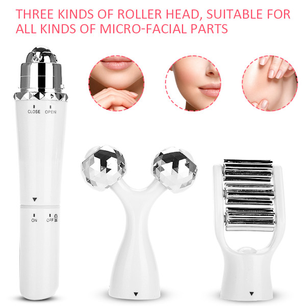 3i1 3D Roller Massager Ansiktslyftande Kroppsbantning Åtstramande hud (Vit)