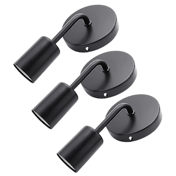 3x Svart Loft Antikk Jern Enkel Bar Gang Veggsuger Vegglampe