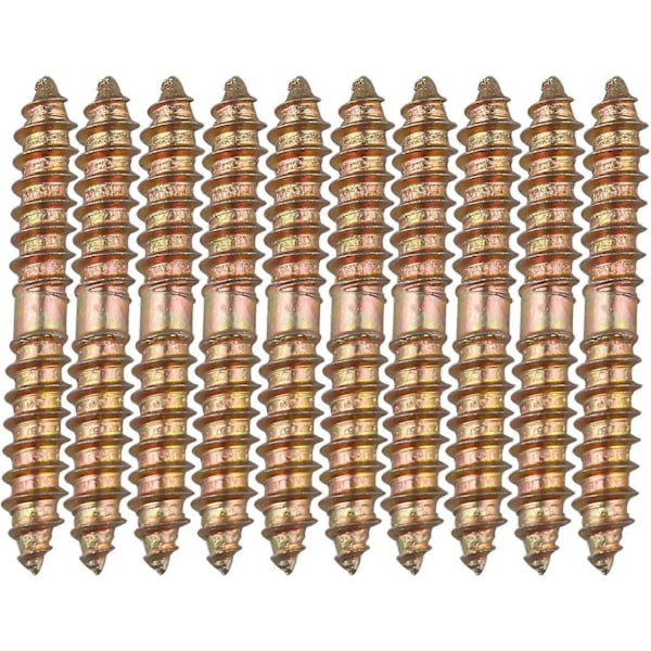 10 x Möbelmonteringsdubb - M6 x 50 MM Dubbelgängad - Trä mot Trä