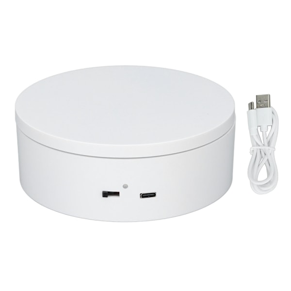Vit automatisk 360° roterande display-snurrplatta 3KG lastbärande elektrisk display-snurrplatta stativ för butik diameter 13cm/5in