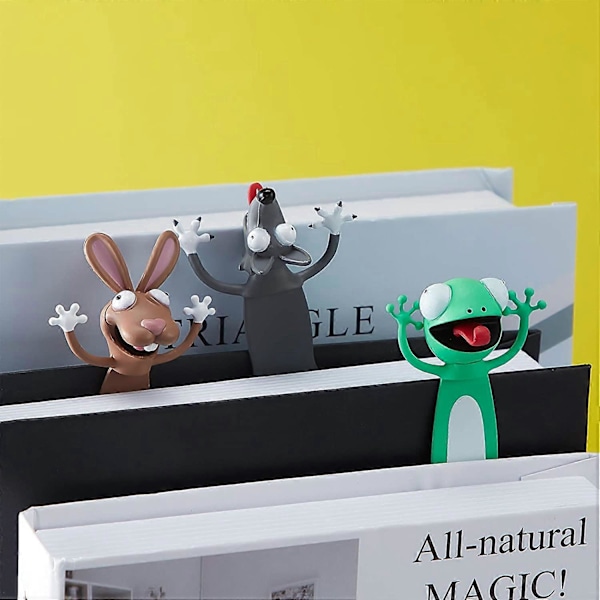 3 kpl 3D-sarjakuvaeläin kirjanmerkki Hassu Palz kirjanmerkki PVC-eläin kirjanmerkki 3 Söpöä litistettyä eläintä Paperitarvikkeet lapsille ja opiskelijoille, lukulahjoja, P