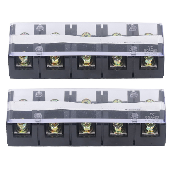 Kopplingslist Dubbla rader Högströmsskruvplint med cover 600V 60A 2st 5 positioner (605)