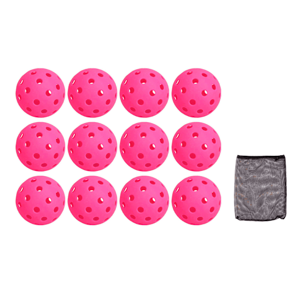 12 st 74 mm 40 hål Pickleballs PE-plast Hög elasticitet Pickleball Utomhus Hålbollar Rosa