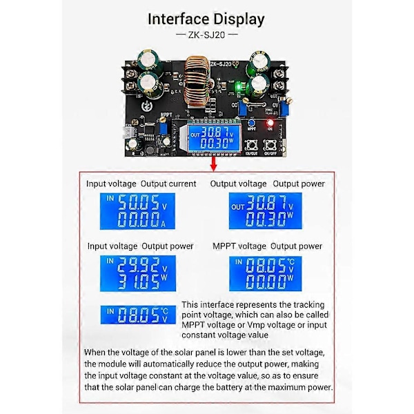 -SJ20 Automaattinen Step Up Down -moduuli MPPT LCD-näyttömoduulilla