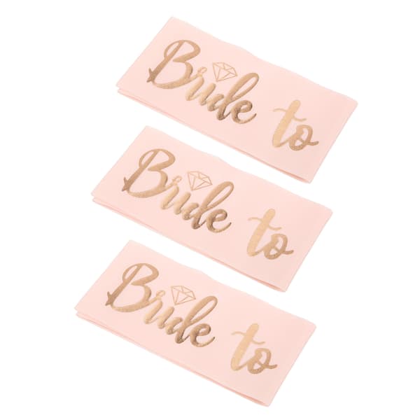 3 st \"Bride to Be\"-skärp Elegant guldtext Premium polyester Glansig delikat textur Slitstarkt brudskärp