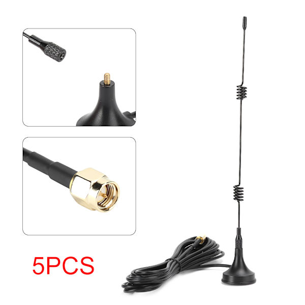 5 stk. SMA‑M 2.4G-antenne med router magnetisk base ekstern forlængelse til YAESU VX‑3R