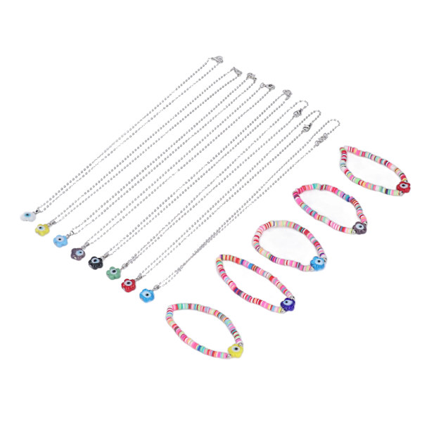13 stk. øje vedhæng halskæde armbånd sæt mænd kvinder metal gummi smykkesæt til dagligdagsfest