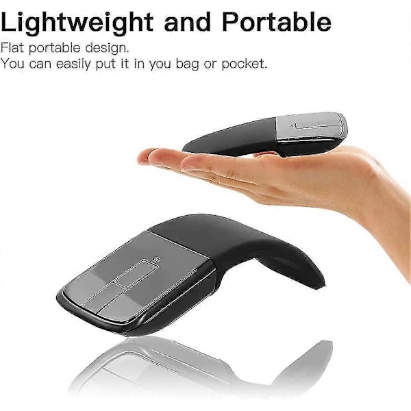 Mini Trådløs Mus Sammenleggbar Arc Touch Mus 2.4ghz Optisk Datamus USB-Mottaker For Microsoft PC Laptop (svart)