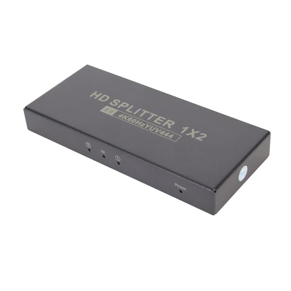 1x2 HD Multimedia Interface Splitter 4K 60Hz 18G HDCP2.2 RGB444 1 ind 2 ud HD Multimedia Interface 2.0 Splitter 100‑240V EU-stik
