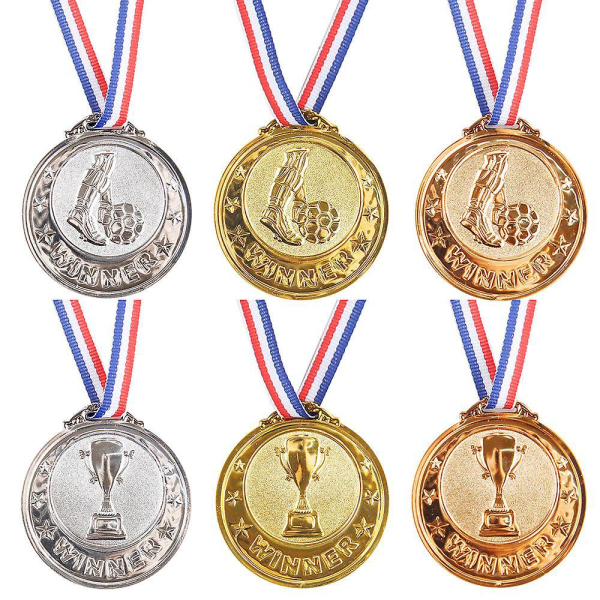 Sæt med 6 guldfodboldmedaljer til holddeltagelse og festgoder