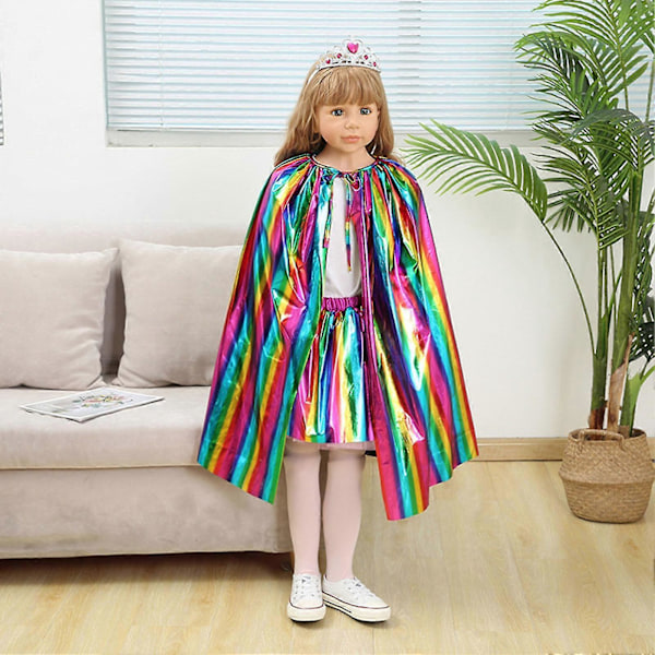 Sinknap Regnbue Børnekappe Skil Dig Ud Til Halloweenfester Med Denne DIY Kostume Cosplay Kappe Halloween Forsyning Zekai Golden