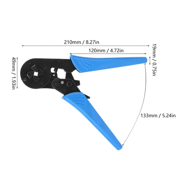 1 stk. HSC8 Terminal Krympe Tænger Justerbar Rør Terminal Krymper 4.0-16.0mm² AWG10-5-blå+sort