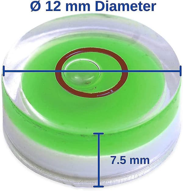 Libell, Vattenpass, Precisionsvattenpass, Horisontellt vattenpass, Libellbubbla, Runda vattenpass, 12mm Cirkulär Spir