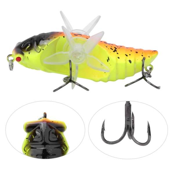 Hard Fish Lure Bionic Cicada Shape fiskebete med roterande snurrar Propeller Diskantkrok 7,5 cmY238-4