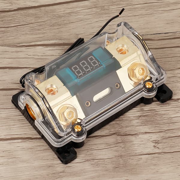 Bil Audio Strøm Sikringer Holder Stereo Fordelingsblok Boks Digital Display (250A)