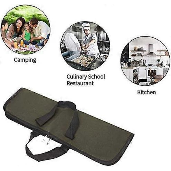 Taske til Køkkenknive Tom Knivholder Knivtaske til Arbejde Camping Vandreture Picnic (Taske uden Knive) Grøn