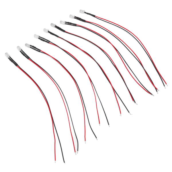 10 stk lysdioder 5mm forhåndskablede elektroniske LED-lysdioder for dekorasjon 5-12V hvitt lys