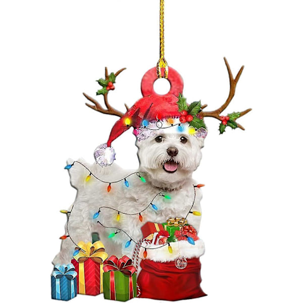 3 st Julgransprydnader Trä Valp Hund Julgran Hängande Prydnad Julhelg Prydnad Juldekor (I)