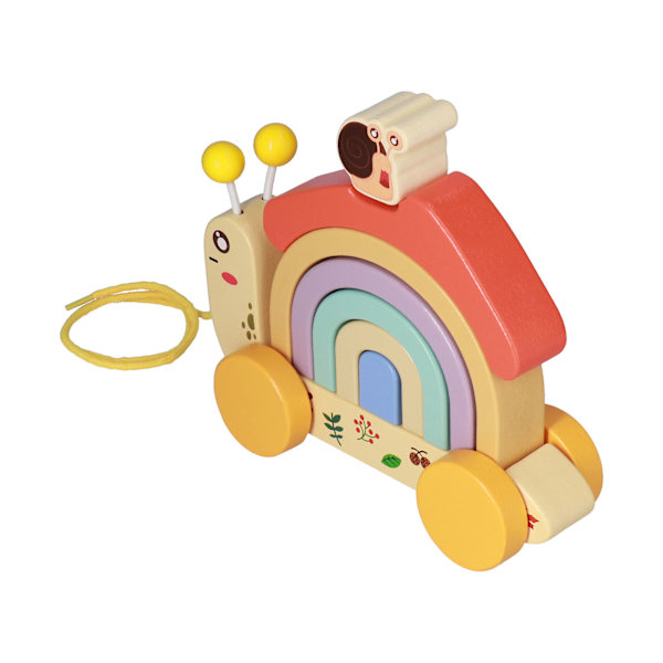 Bok Trä Baby Pull Along Leksak WalkALong Sniglar Småbarn för 3 År Gamla Ovanför