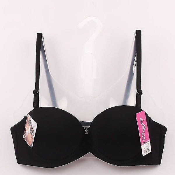 Black Women's Sexy Push-Up Padded Bra - Adjustable Thin Underwear, 70B/75B/80B Cup