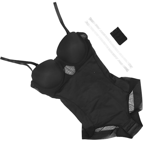 Body Shaping Kvinder Shapewear med BH Slankende Justerbar skulderrem Bodysuit til hele kroppen (Sort)L(36C)