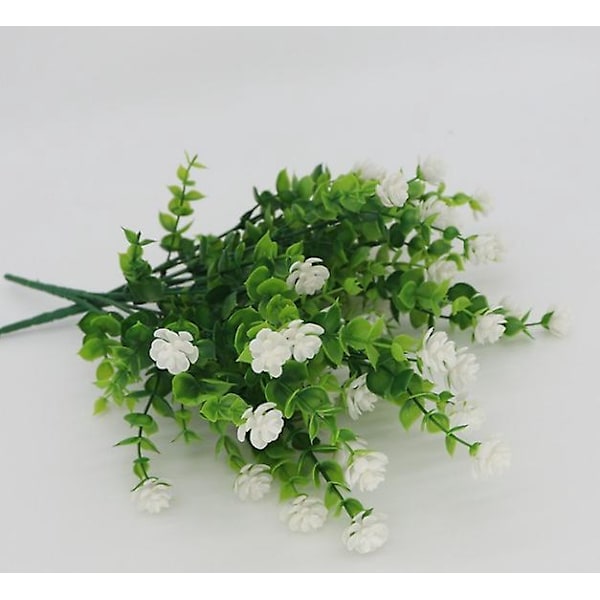 Kunstig grønn plante hengende blomsterpotte for utendørs/innendørs dekorasjon - 8 stk hvite