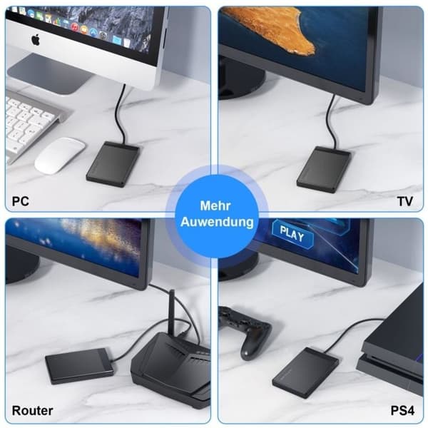 Bärbar USB 3.0 extern kapsling för 2,5\" hårddiskar och SSD:er, extern SATA-kapsling