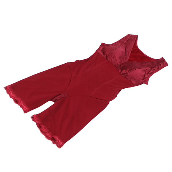 Kvinnors formande kläder varma hålla huden vänlig andas mage midja åtstramning kropp formare (Jujube röd)XL