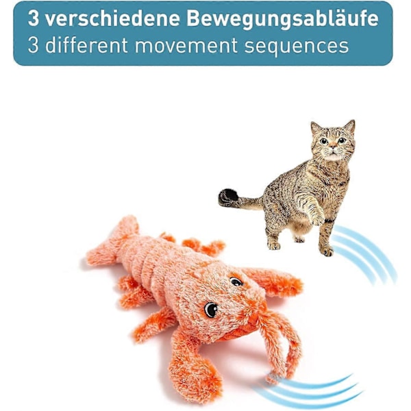 Interaktiv Elektronisk Fiskleksak för Katter - Mjuk Elektrisk Leksak, Uppladdningsbar Kattmyntapåse - Tvättbar Plysch, 3 Hastigheter, USB-Kabel - Stimulerande Jakt för Kattungar
