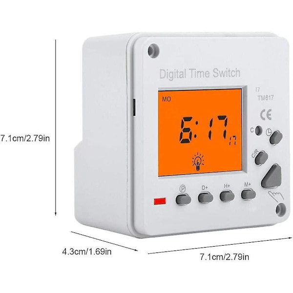 Elektronisk Timer Digital Timer Programmerbar Intelligent Kontrollbrytare Bakgrundsbelyst Timer för Hushållsapparater Gatubelysning (220V AC)