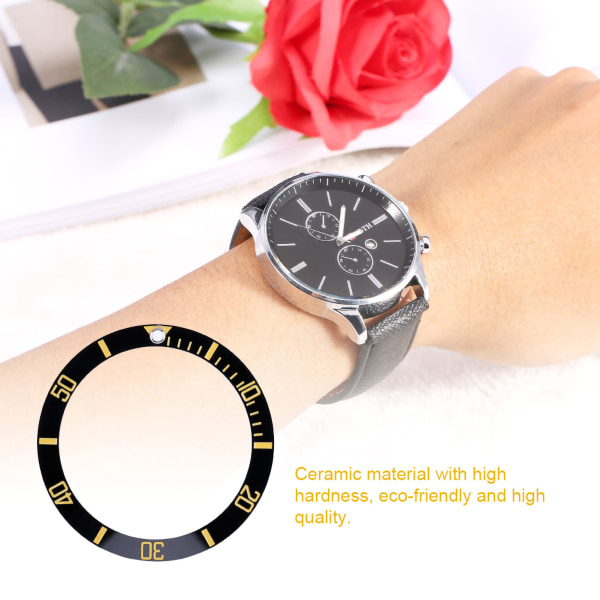 Ny keramisk watch Armbandsur Bezel Insert Loop Ersättningsdelar (guld)