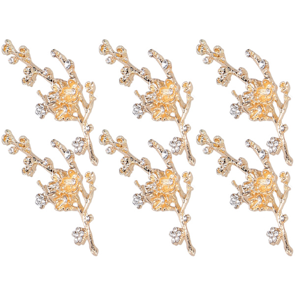 6 st blomformade broscher DIY strassbrosch nål för skor kläder smycken dekoration vit strass plommonblomma gren